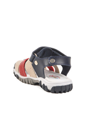 Lacivert Kırmızı Cırtlı Hafif Unisex Çocuk Sandalet 173101 B