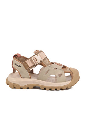 Bej Cırtlı Hafif Unisex Çocuk Spor Sandalet 25Y614 F