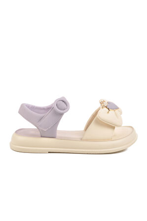 Lila Hafif Esnek Taşlı Kız Çocuk Sandalet 25Y600-5  F