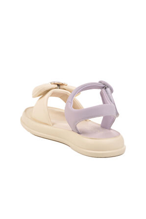 Lila Hafif Esnek Taşlı Kız Çocuk Sandalet 25Y600-5  F
