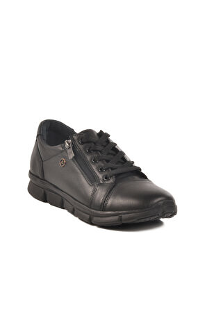 Siyah Hakiki Deri Anatomik Kadın Casual Ayakkabı 630 Z