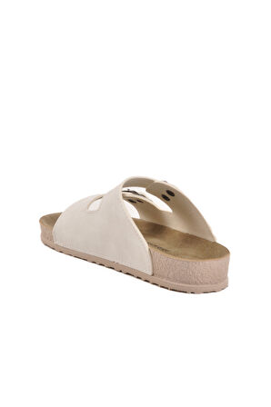 Beyaz Gri Hafif Çift Bantlı Anatomik Kadın Terlik 20-972 Z