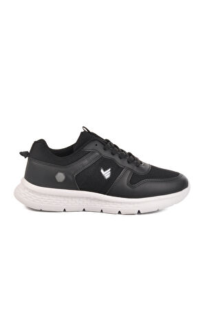 Siyah Beyaz Fileli Hafif Memory Foam Erkek Spor Ayakkabı M-25501 M