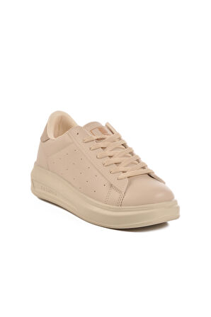 Ekru Bağcıklı Kadın Sneaker 156 G