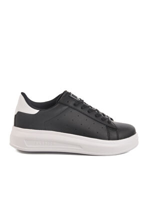 Siyah Beyaz Bağcıklı Kadın Sneaker 156 G