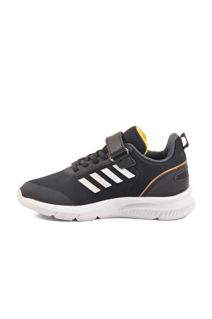 Siyah Beyaz Cırtlı Fileli Hafif Unisex Çocuk Spor Ayakkabı Fav 100 F