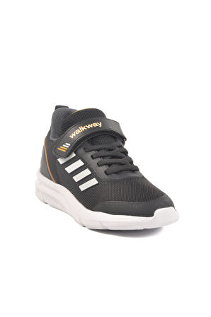 Siyah Beyaz Cırtlı Fileli Hafif Unisex Çocuk Spor Ayakkabı Fav 100 F