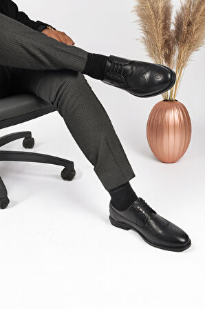 Siyah Hakiki Deri Erkek Klasik Ayakkabı 1571116 M