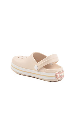 Ekru Eva Hafif Unisex Çocuk Sabo Terlik 214 F