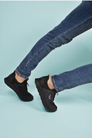 Siyah Kilit Bağcıklı Hafif Esnek Erkek Spor Ayakkabı Apollo 166 M