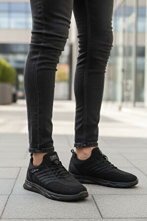 Siyah Elastik Bağcıklı Hafif Esnek Erkek Spor Ayakkabı Dong 2534 M