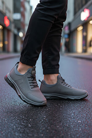 Füme Lastik Bağcıklı Hafif Esnek Erkek Spor Ayakkabı Kaif 2323 M