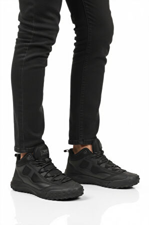 Siyah Bağcıklı Kaymaz Taban Erkek Outdoor Ayakkabı Mün 2025 M