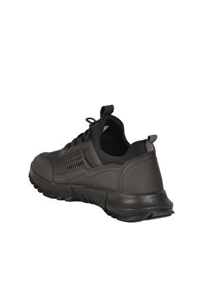 Siyah Hafif Esnek Kilit Bağcıklı Unisex Spor Ayakkabı Nans 6006 G