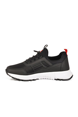 Siyah Kırmızı Hafif Esnek Kilit Bağcıklı Unisex Spor Ayakkabı Nans 6006 G