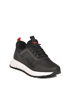 Siyah Kırmızı Hafif Esnek Kilit Bağcıklı Unisex Spor Ayakkabı Nans 6006 G