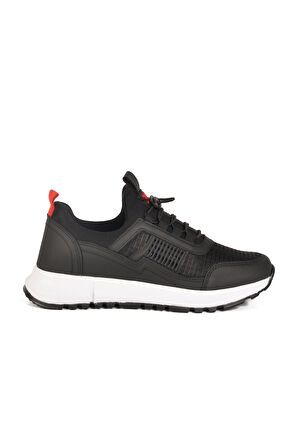 Siyah Kırmızı Hafif Esnek Kilit Bağcıklı Unisex Spor Ayakkabı Nans 6006 G