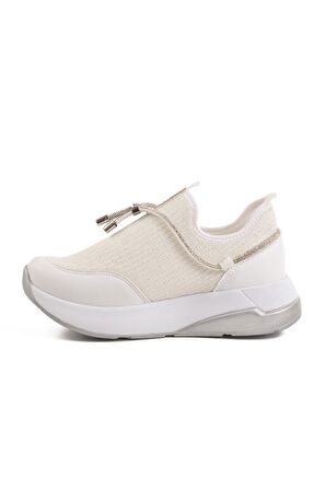 Beyaz Anorak Taş İşlemeli Kadın Casual Ayakkabı 702498 Z