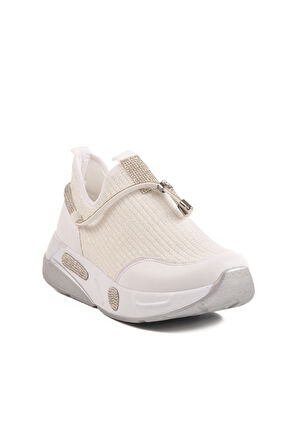 Beyaz Anorak Taş İşlemeli Kadın Casual Ayakkabı 702498 Z