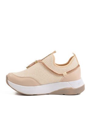 Bej Anorak Taş İşlemeli Kadın Casual Ayakkabı 702498 Z