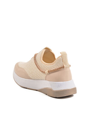 Bej Anorak Taş İşlemeli Kadın Casual Ayakkabı 702498 Z