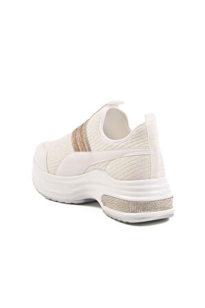 Beyaz Anorak Taşlı Kadın Sneaker 702307 Z