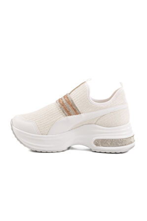Beyaz Anorak Taşlı Kadın Sneaker 702307 Z