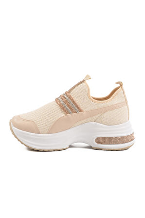 Bej Anorak Taşlı Kadın Sneaker 702307 Z