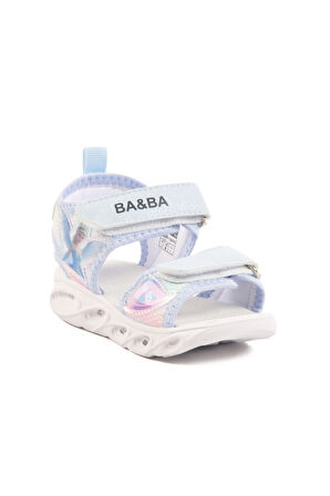 Mavi Cırtlı Işıklı Kız Bebek Sandalet 018129 B