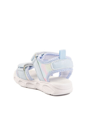 Mavi Cırtlı Işıklı Kız Bebek Sandalet 018129 B