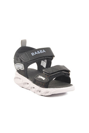 Siyah Cırtlı Işıklı Kız Bebek Sandalet 018127 B