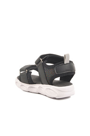 Siyah Cırtlı Işıklı Kız Bebek Sandalet 018127 B