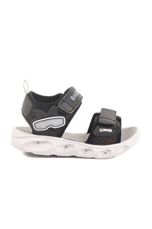 Siyah Cırtlı Işıklı Erkek Çocuk Spor Sandalet 018127 P