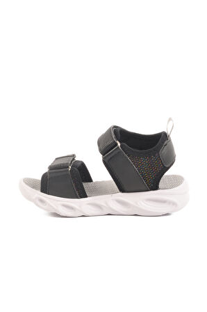 Siyah Cırtlı Işıklı Erkek Çocuk Spor Sandalet 018127 P