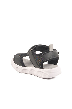 Siyah Cırtlı Işıklı Erkek Çocuk Spor Sandalet 018127 P