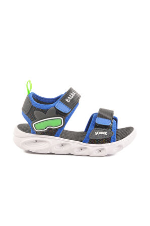 Mavi Cırtlı Işıklı Erkek Çocuk Spor Sandalet 018127 P