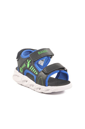Siyah Saks Cırtlı Işıklı Erkek Çocuk Spor Sandalet 018125 P