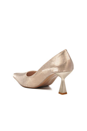Altın İnce Topuklu Kadın Abiye Ayakkabı 665140 Z