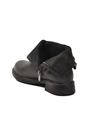 Siyah Cilt Fermuarlı Kaymaz İçi Polarlı Kadın Bot 209144 Z