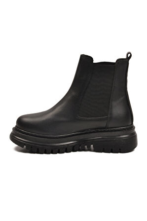 Siyah Cilt Kürklü Kolay Giyilebilir Kaymaz Kadın Chelsea Bot 473093 Z