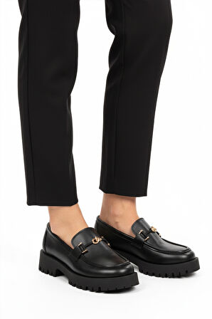 Siyah Cilt Kalın Taban Kadın Casual Ayakkabı 547825 Z