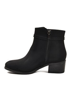 Siyah Zümrüt Fermuarlı Polarlı Kadın Topuklu Bot 325131 Z