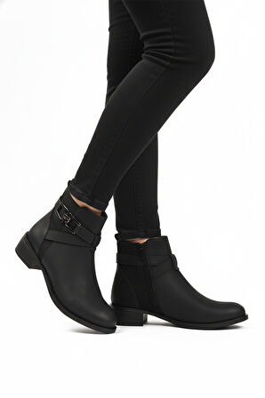 Siyah Zümrüt İçi Kürklü Fermuarlı Kaymaz Kadın Bot 547819 Z