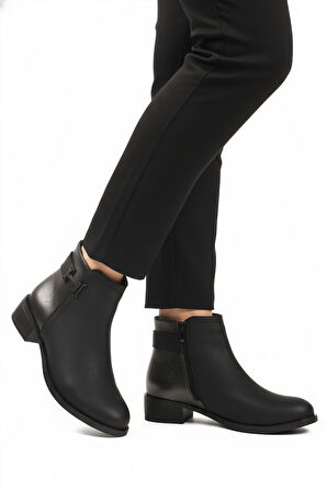 Siyah Zümrüt Fermuarlı Kürklü Kaymaz Kadın Bot 547820 Z