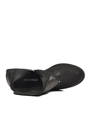 Siyah Zümrüt İçi Kürklü Fermuarlı Kaymaz Kadın Bot 636182 Z