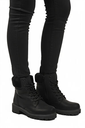 Siyah Zümrüt İçi Polarlı Kaymaz Kadın Bot Marc 4030 Z