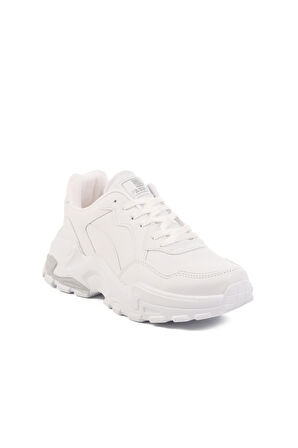 Beyaz Cilt Bağcıklı Kadın Spor Ayakkabı 159 G
