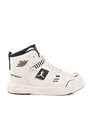 Beyaz Cırtlı Bilek Boy Erkek Çocuk Sneaker King Uzun F