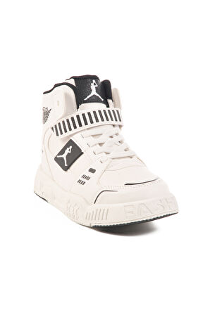 Beyaz Cırtlı Bilek Boy Erkek Çocuk Sneaker King Uzun F
