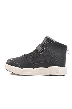 Siyah Cırtlı Bilek Boy Erkek Çocuk Sneaker King Uzun F